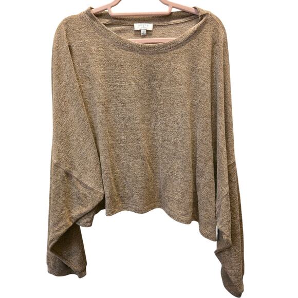 UMGEE Size Large Cropped Heathered Brown Dolman Sleeve Oversized Top EUC - Picture 1 of 3